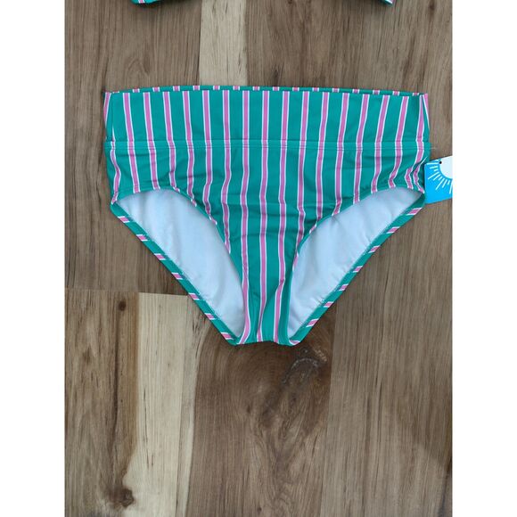NWT Draper James Prep in your Step Green Pink Stripe Bikini Swimsuit Size Medium - Picture 10 of 10